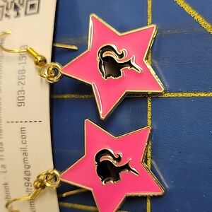 Barbie Dangle Star Earrings Pink